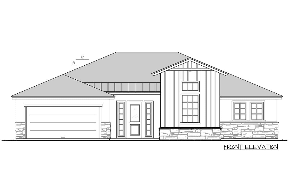 Plan 833037WAT: Stylish 3-Bed Prairie Ranch Home Plan with Vaulted Great Room - 2254 Sq Ft - Image #9 - Contemporary, Modern, Prairie, Ranch