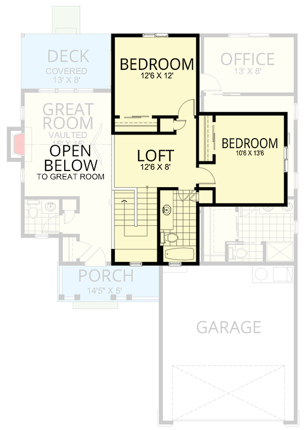 Plan 267069SPK: Two-Story Traditional House Plan with Second Level Loft - 1797 Sq Ft - Floor Plan - 2nd Floor - Country, Modern Farmhouse, Traditional