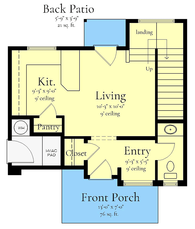 Plan 833041WAT: Two-Story Contemporary House Plan Under 1000 sq Ft - Floor Plan - Main Level - Contemporary