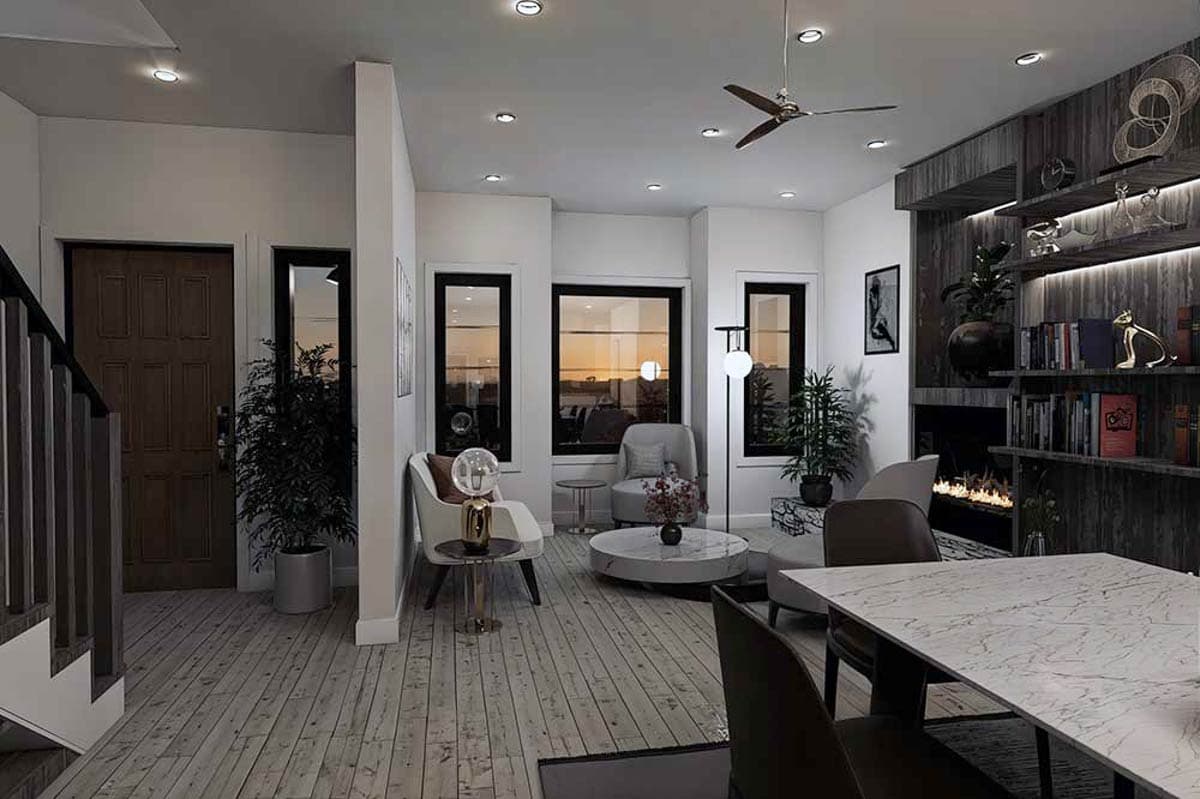 Plan 147034RML: Two-Story Contemporary European Duplex Plan with Rear Covered Porch - 2016 Sq Ft Per Unit - Image #6 - Contemporary, European
