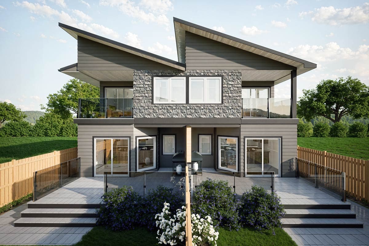 Plan 147034RML: Two-Story Contemporary European Duplex Plan with Rear Covered Porch - 2016 Sq Ft Per Unit - Image #8 - Contemporary, European