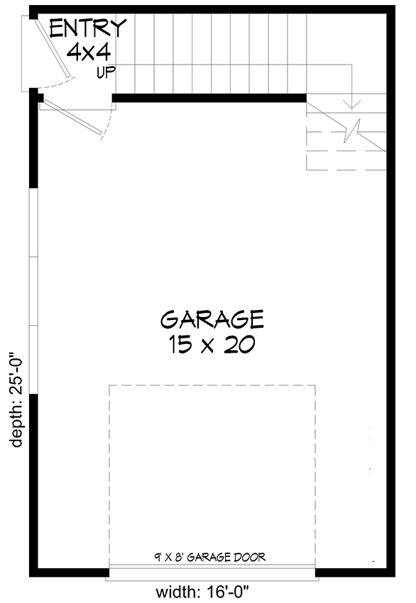 Plan 680552VR: Traditional 1-Car Garage with Optionally Finished Bonus Rom - 400 Sq Ft - Floor Plan - Main Level - Traditional