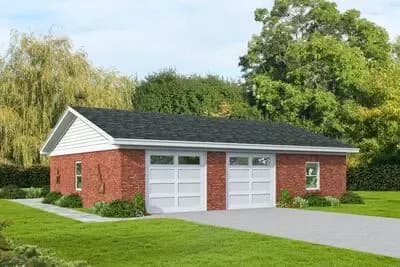Detached Two-Car Garage with Workshop and Porch