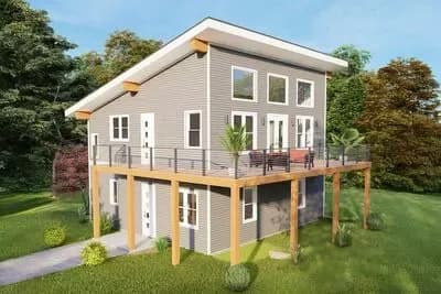 3-Bed Modern House Plan with Master Bed Upstairs - 2048 Sq Ft