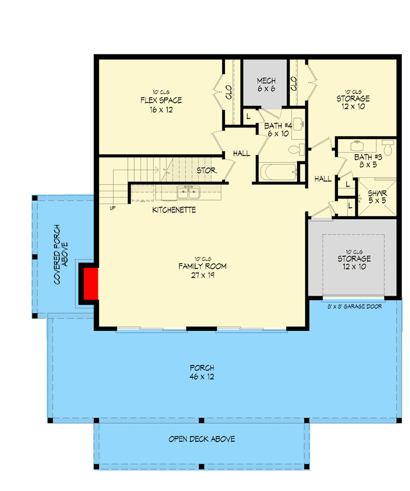 Plan 680561VR: 3 or 4 Bed Mountain Lake House Plan with Wrap-Around Porch - 3482 Sq Ft - Floor Plan - Lower Level - Contemporary, Mountain, New American