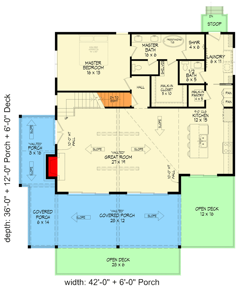 Plan 680561VR: 3 or 4 Bed Mountain Lake House Plan with Wrap-Around Porch - 3482 Sq Ft - Floor Plan - Main Level - Contemporary, Mountain, New American