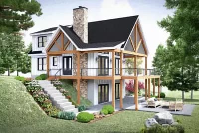 3 or 4 Bed Mountain Lake House Plan with Wrap-Around Porch - 3482 Sq Ft
