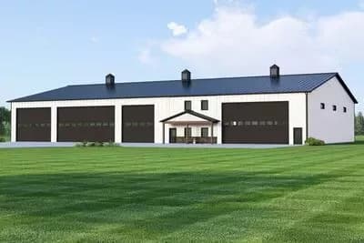 Oversized Barndominium Garage Plan with Home Office and Loft - 11342 Sq Ft