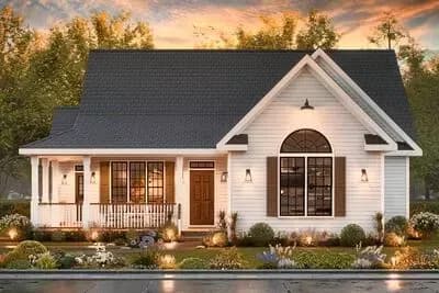 3-Bed Craftsman House Plan with Wrap-Around Front Porch - 1280 Sq Ft
