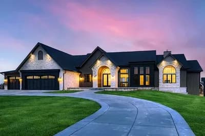 Single-Story Transitional House Plan with Finished Lower Level Layout - 5560 Sq Ft