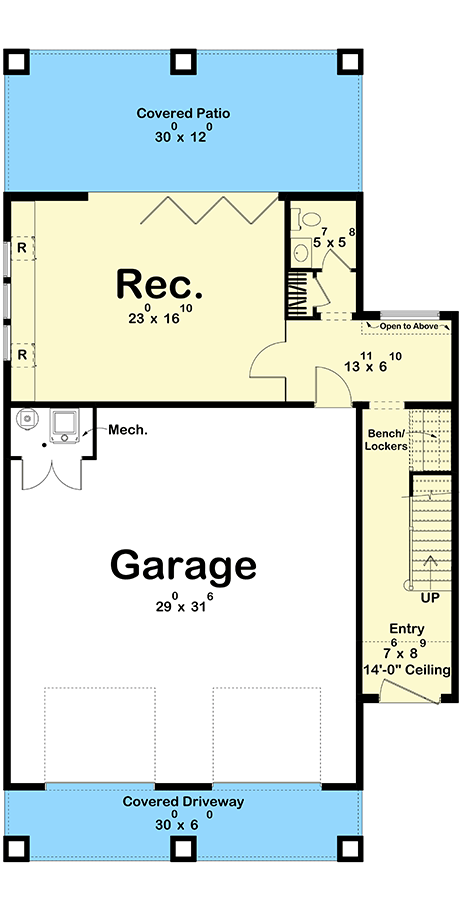 Plan 623503DJ: 3-Story Beach House Plan with Open Concept Living - 3657 Sq Ft - Floor Plan - Main Level - Beach, Coastal, Coastal Contemporary