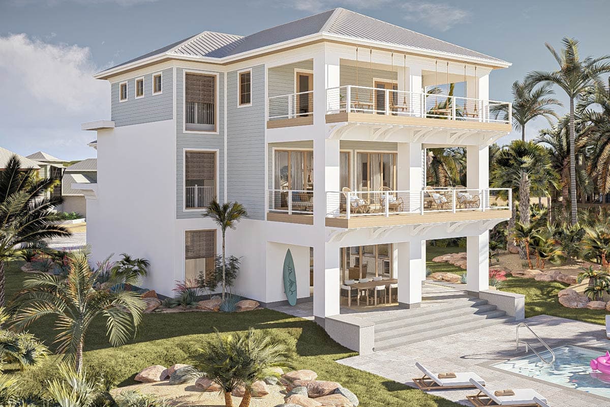 Plan 623503DJ: 3-Story Beach House Plan with Open Concept Living - 3657 Sq Ft - Image #22 - Beach, Coastal, Coastal Contemporary