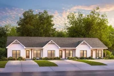 Country Craftsman Triplex House Plan with Three 2-Bed 2-Bath 1000 Sq Ft Units