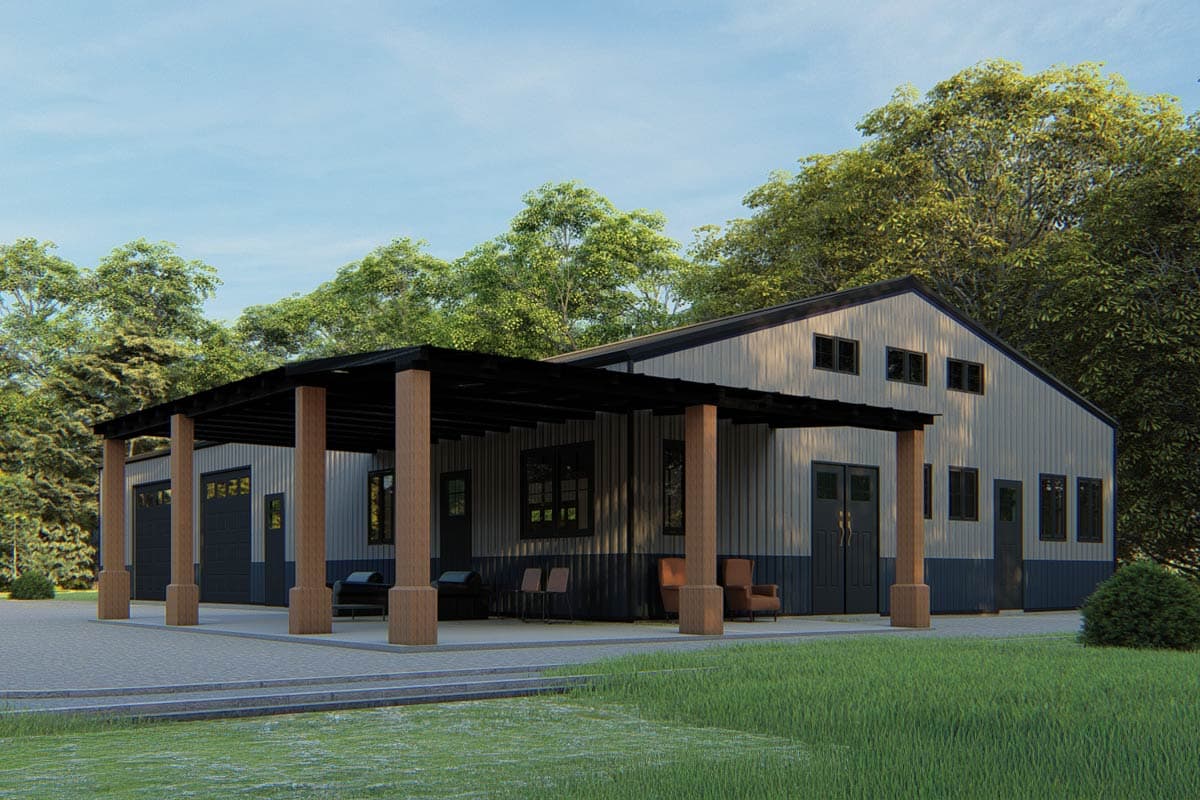 Plan 530136KTE: Metal-Framed 2-Bed Barndominium with Oversized Workshop Garage Barn - 1900 Sq Ft - Image #7 - Barndominium, Country