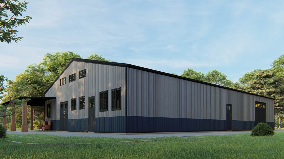Plan 530136KTE: Metal-Framed 2-Bed Barndominium with Oversized Workshop Garage Barn - 1900 Sq Ft - Image #9 - Barndominium, Country