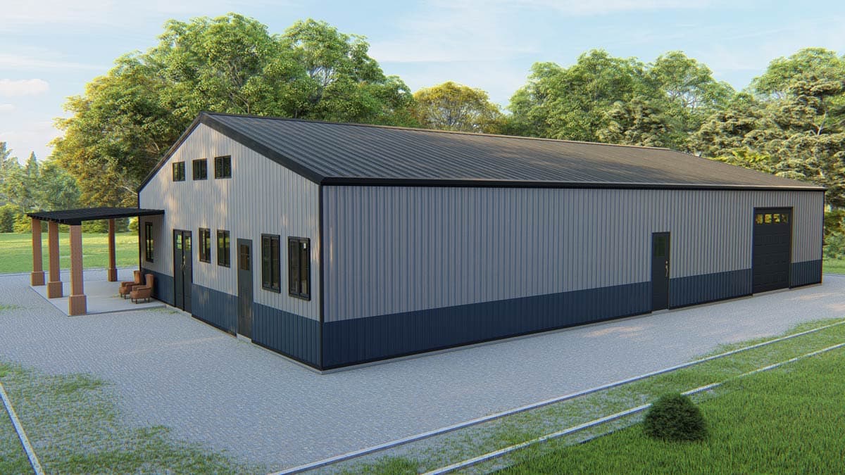 Plan 530136KTE: Metal-Framed 2-Bed Barndominium with Oversized Workshop Garage Barn - 1900 Sq Ft - Image #10 - Barndominium, Country