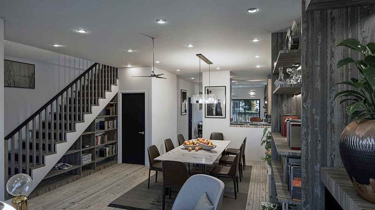 Plan 147035RML: Narrow Two-Story Contemporary House Plan with 3 Bedrooms Upstairs - 1790 Sq Ft - Image #7 - Contemporary