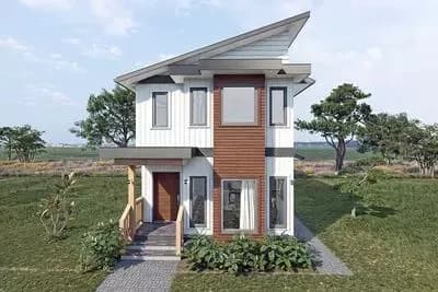 Narrow Two-Story Contemporary House Plan with 3 Bedrooms Upstairs - 1790 Sq Ft