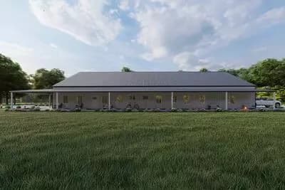 Traditional Ranch-Style Barndominium Plan with 4-Beds and Wrap Around Porch - 3500 Sq Ft