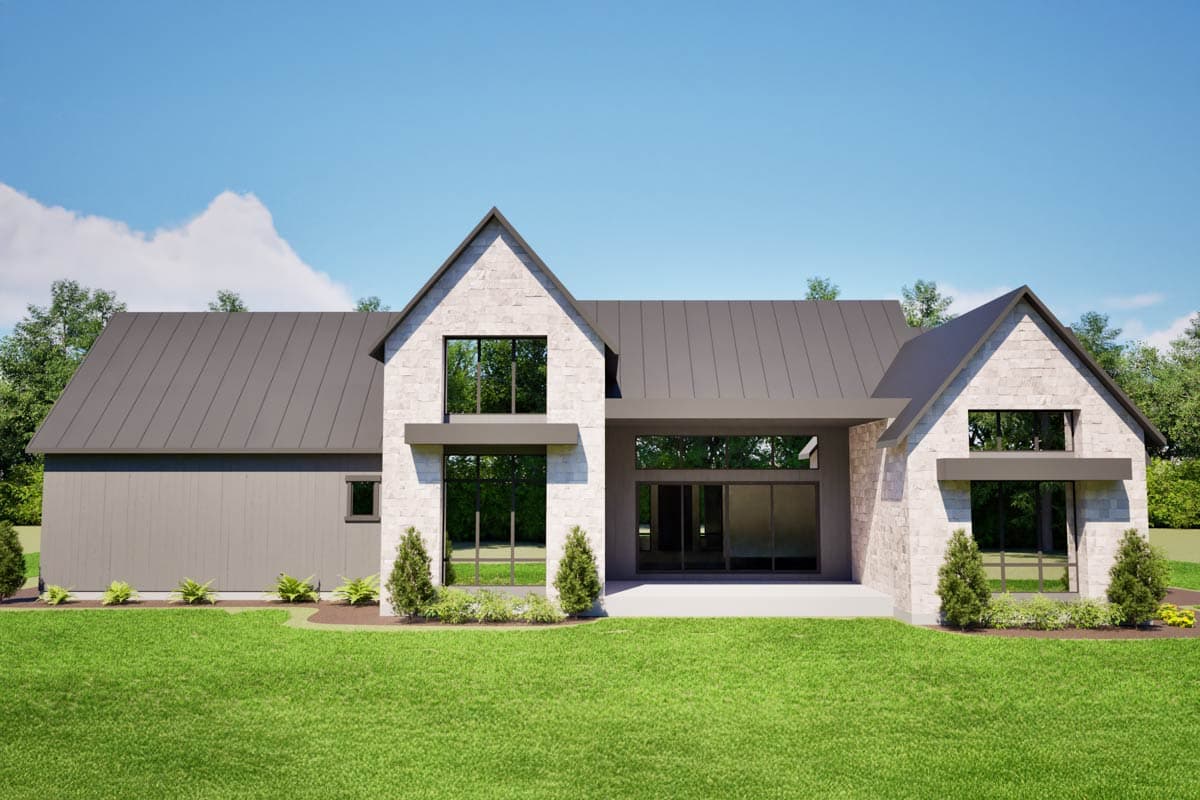 Plan 493031GNT: 4-Bed Transitional House Plan with Unfinished Bonus Room Above Garage - 3744 Sq Ft - Image #7 - European, Transitional