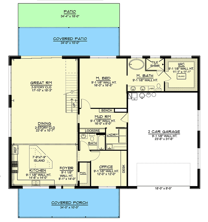 Plan 135344GRA: 3-Bed Modern Mountain House Plan with 2-Story Great Room - 3147 Sq Ft - Floor Plan - Main Level - Contemporary, Modern