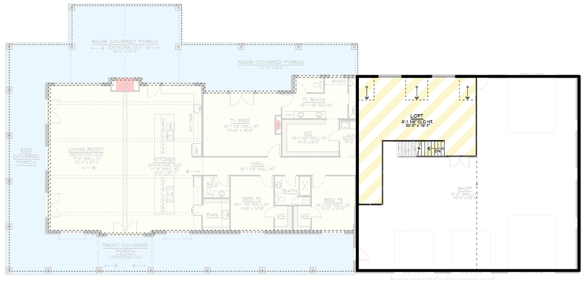 Plan 135347GRA: 3-Bedroom Transitional Barndominium-Style House Plan with Oversized Garage and Workshop - 3226 Sq Ft - Floor Plan - 2nd Floor - Barndominium, Transitional
