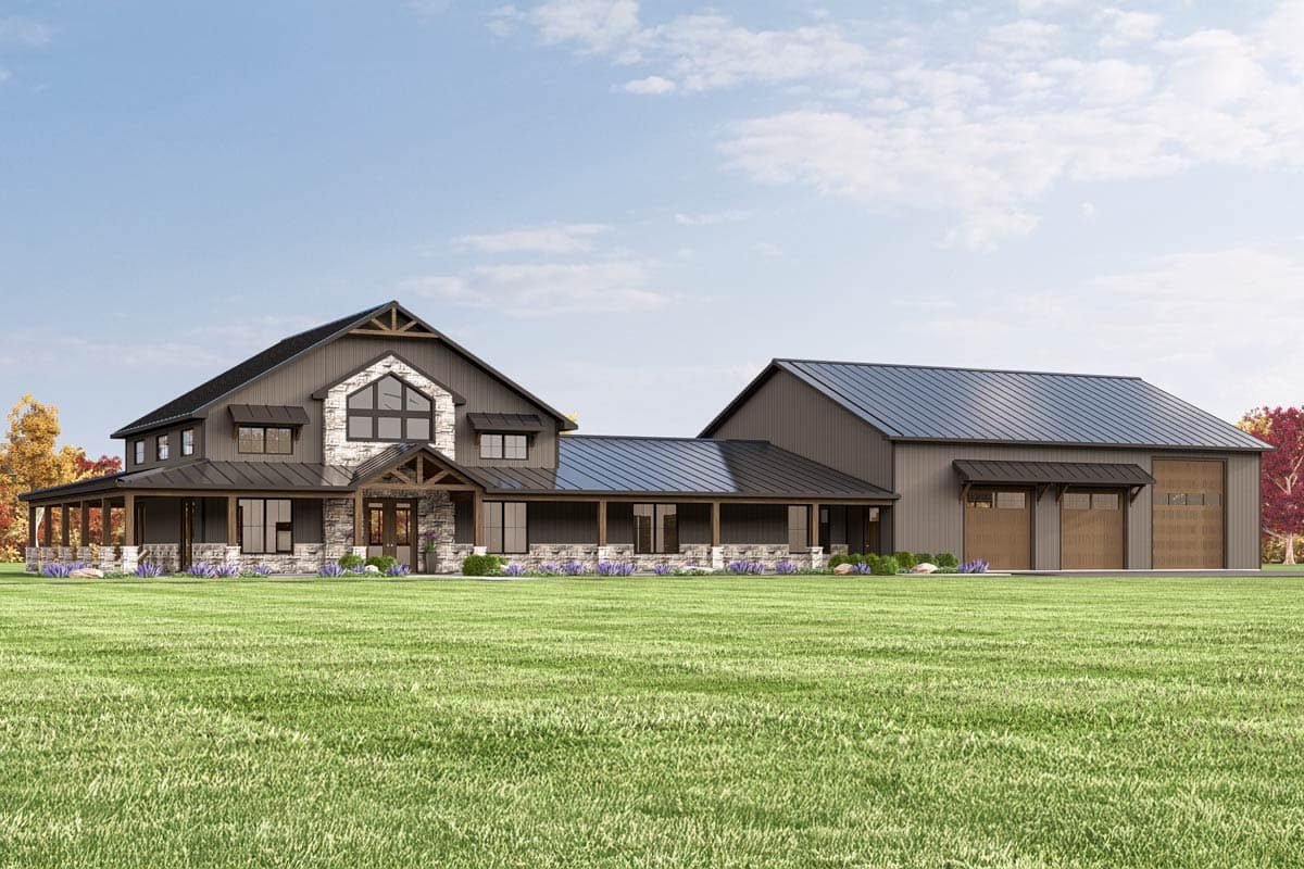 Plan 135347GRA: 3-Bedroom Transitional Barndominium-Style House Plan with Oversized Garage and Workshop - 3226 Sq Ft - Image #7 - Barndominium, Transitional