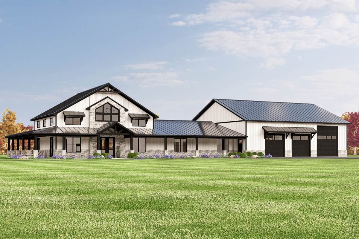 Plan 135347GRA: 3-Bedroom Transitional Barndominium-Style House Plan with Oversized Garage and Workshop - 3226 Sq Ft - Image #14 - Barndominium, Transitional