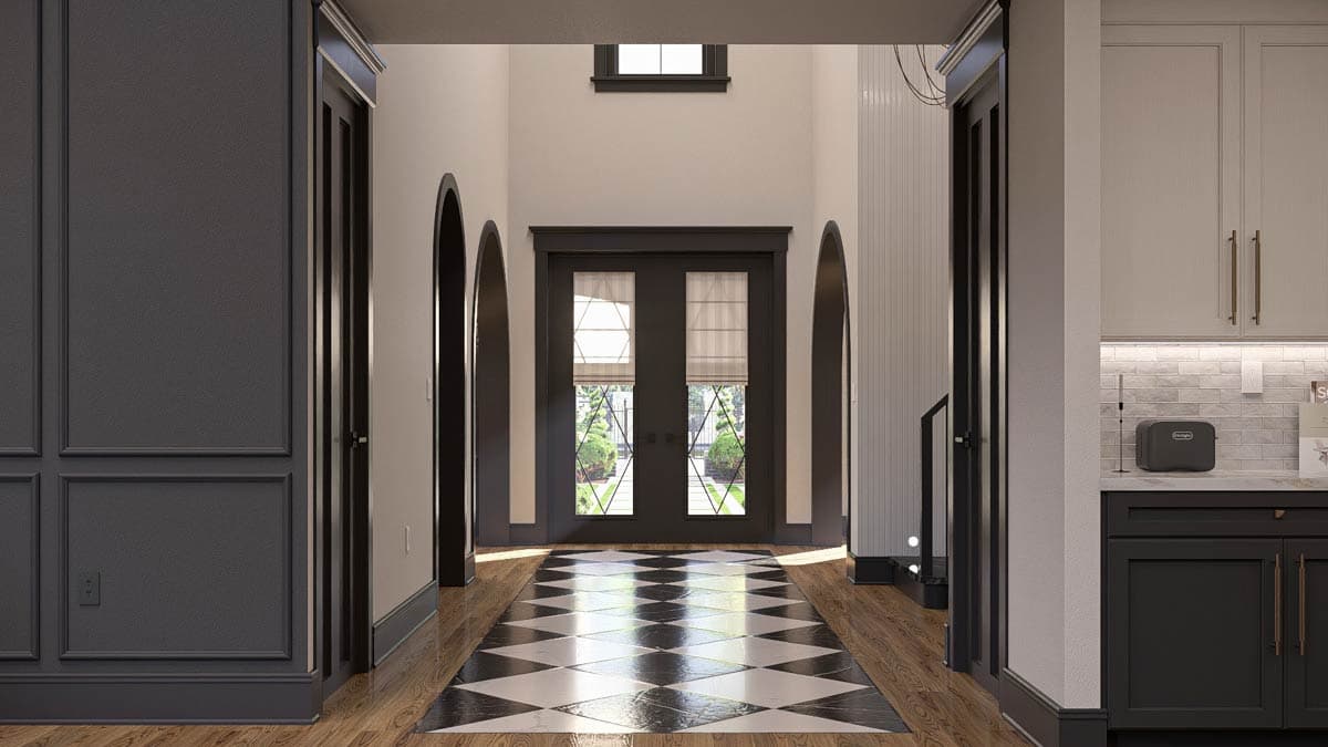 Plan 623504DJ: Two-Story European House Plan with Upstairs Family Room and Library  - 5041 Sq Ft - Image #7 - Colonial, European