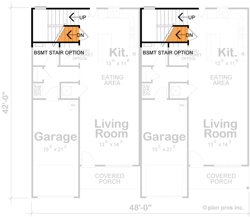 Plan 42462DB: Duplex House Plan with 3 Upstairs Bedrooms - 1539 Sq Ft Each Unit - Floor Plan - 3rd Floor - Craftsman, New American