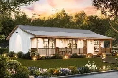 Country Ranch House Plan with Closed Floor Plan Under 1000 Sq Ft