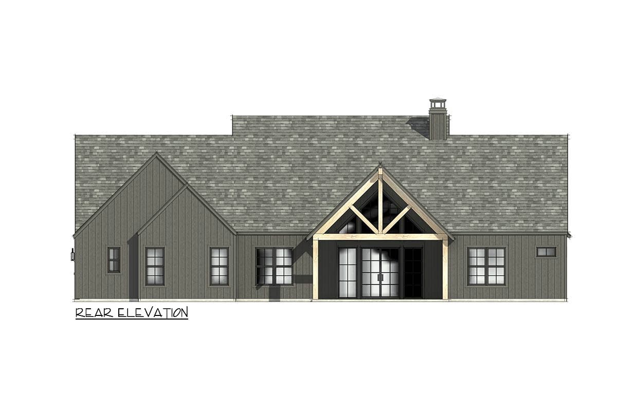 Plan 818162JSS: 4-Bed Contemporary Scandinavian House Plan with Unfinished Bonus Room - 3122 Sq Ft - Image #10 - Contemporary, Hill Country, Modern Farmhouse, Scandinavian, Transitional
