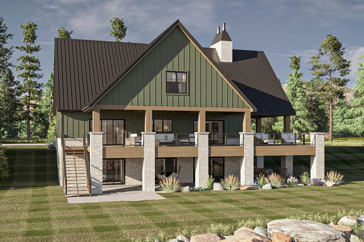 Plan 623505DJ: 3-Bed Farmhouse-Style Lake House Plan with Wrap-Around Porch - 2428 Sq Ft - Image #20 - Farmhouse