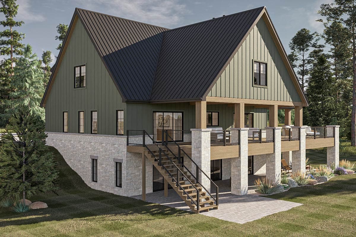 Plan 623505DJ: 3-Bed Farmhouse-Style Lake House Plan with Wrap-Around Porch - 2428 Sq Ft - Image #21 - Farmhouse