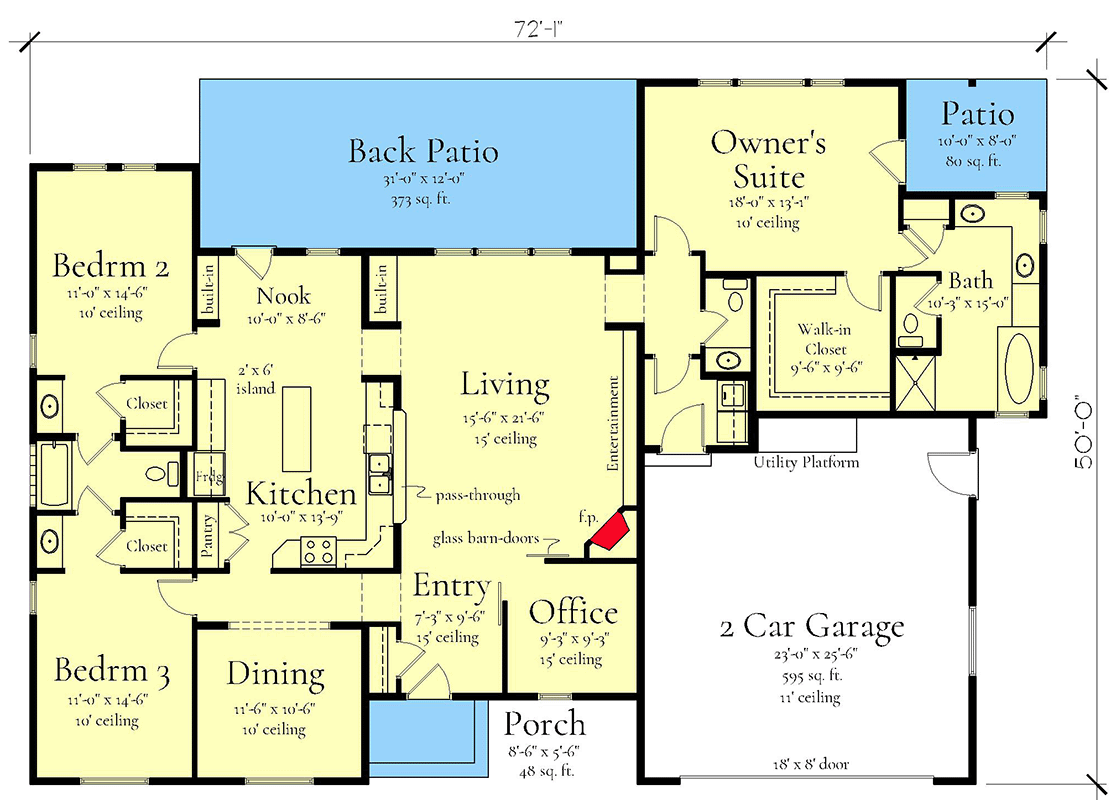Plan 833049WAT: Single-Story Contemporary House Plan with Formal Dining Room - 2240 Sq Ft - Floor Plan - Main Level - Contemporary
