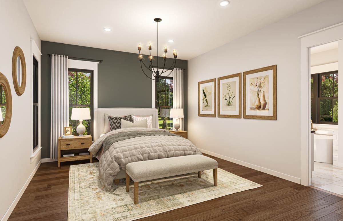 Plan 51999HZ: 4-Bed Modern Farmhouse Plan with Vaulted Ceilings and Outdoor Kitchen - 2655 Sq Ft - Image #10 - Country, Modern Farmhouse, Ranch, Southern