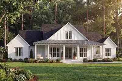 4-Bed Modern Farmhouse Plan with Vaulted Ceilings and Outdoor Kitchen - 2655 Sq Ft