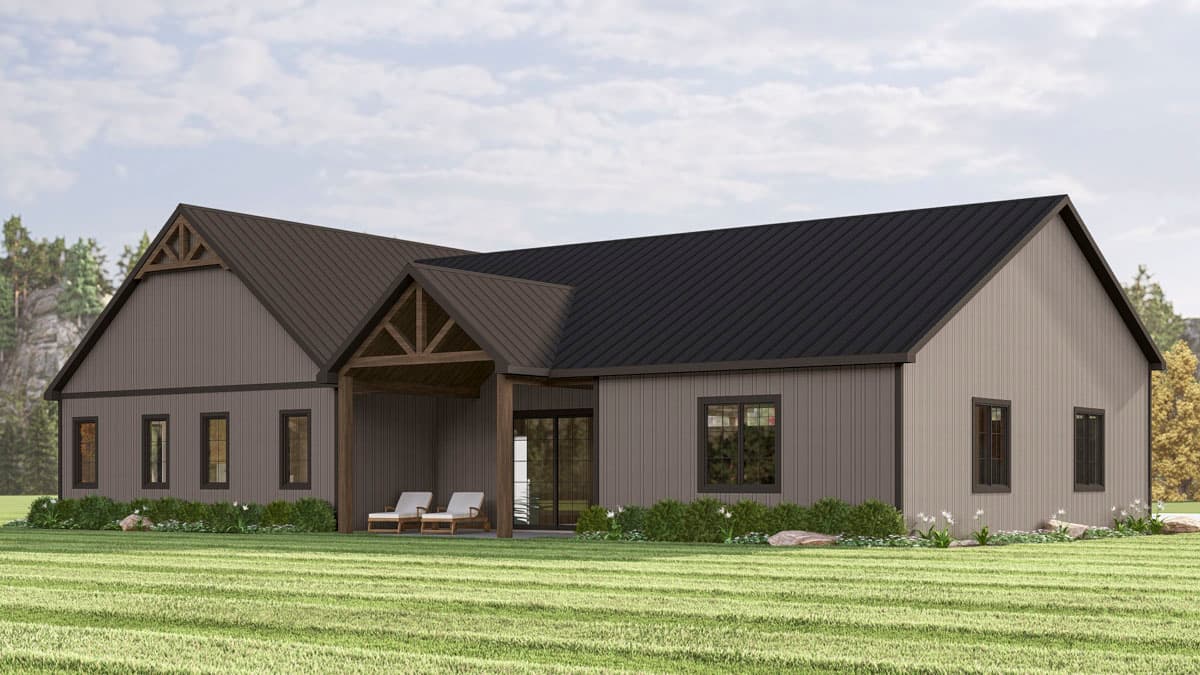 Plan 135349GRA: 2-Bedroom Mountain House Plan with Home Office - 1476 Sq Ft - Image #6 - Mountain, New American, Rustic