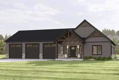 2-Bedroom Mountain House Plan with Home Office - 1476 Sq Ft