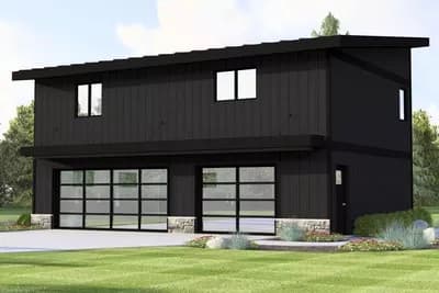 Two-Story Carriage House Plan with Upstairs Living - 870 Sq Ft