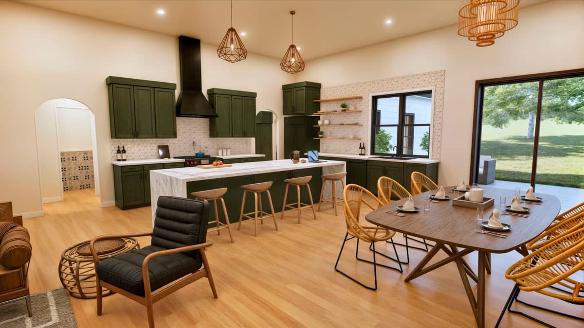 Plan 600015PDZ: 4-Bed Modern Farmhouse Ranch with Kid's Wing - 2524 Sq Ft - Image #6 - Barndominium, Country, Modern Farmhouse, Ranch