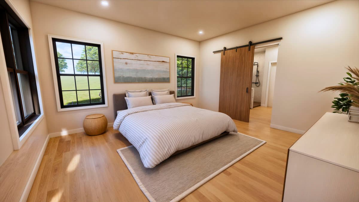 Plan 600015PDZ: 4-Bed Modern Farmhouse Ranch with Kid's Wing - 2524 Sq Ft - Image #8 - Barndominium, Country, Modern Farmhouse, Ranch