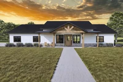 4-Bed Modern Farmhouse Ranch with Kid's Wing - 2524 Sq Ft