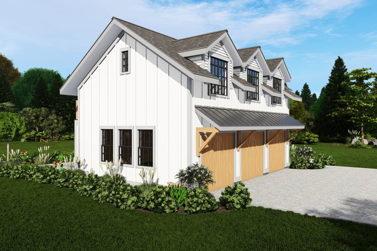 Plan 25448TF: New American Garage Apartment with 1-Bed Attached Apartment - 893 sq Ft - Image #10 - Carriage, Country, Craftsman, New American