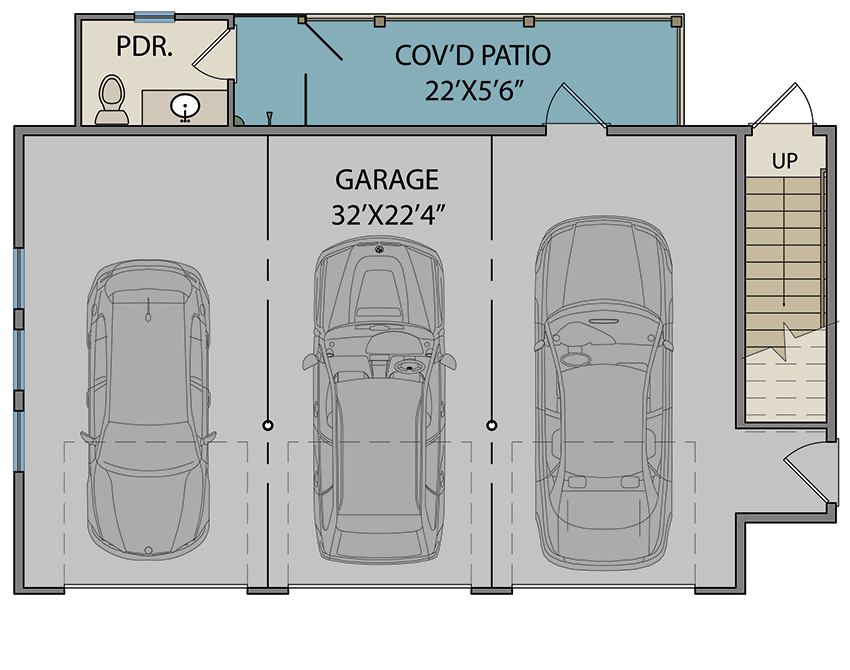 Plan 25448TF: New American Garage Apartment with 1-Bed Attached Apartment - 893 sq Ft - Floor Plan - Main Level - Carriage, Country, Craftsman, New American