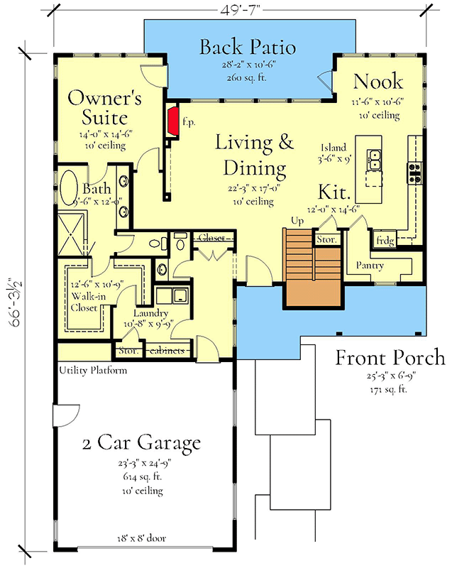 Plan 833051WAT: Two-Story Modern Farmhouse Plan with Second Level Loft - 3006 Sq Ft - Floor Plan - Main Level - Modern Farmhouse, New American