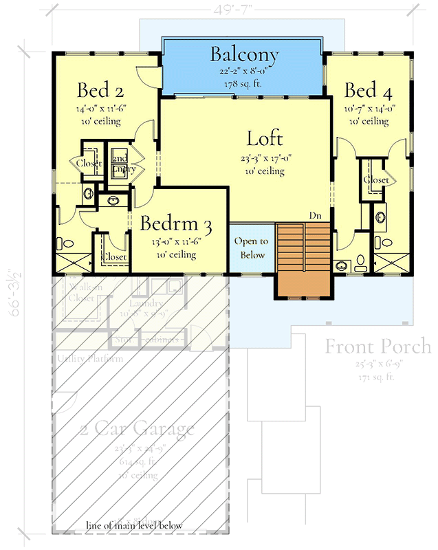 Plan 833051WAT: Two-Story Modern Farmhouse Plan with Second Level Loft - 3006 Sq Ft - Floor Plan - 2nd Floor - Modern Farmhouse, New American