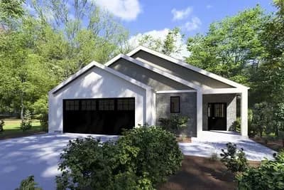 Single-Story Contemporary House Plan with Clustered Bedroom Layout - 1624 Sq Ft