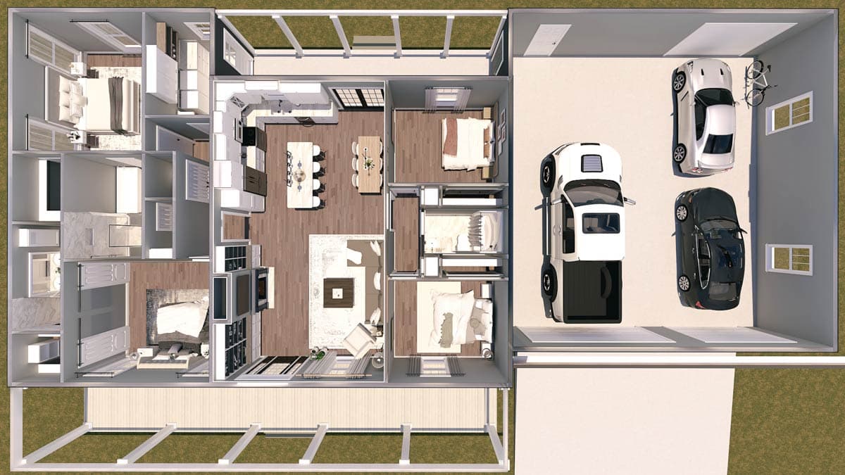 Plan 25063DH: Single-Story Country Ranch Farmhouse Plan with 2 Master Suites - 2096 Sq Ft - Image #15 - Country, Farmhouse, Ranch