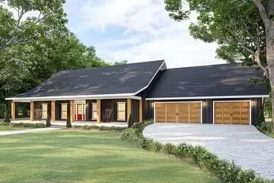 Single-Story Country Ranch Farmhouse Plan with 2 Master Suites - 2096 Sq Ft